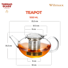 Wilmax Thermoglas Teekanne mit Edelstahlfilter