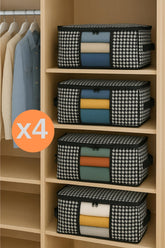Formeya 4 Stück Luxus-Garderoben-Organizer mit Fenster, Mehrzweck-Garderoben-Organizer, Sockenaufbewahrung, 34 x 22 x 22 cm Black