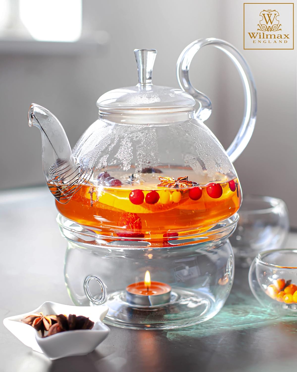 Wilmax Stövchen aus Glas für Teekannen Transparent WL-888903/A