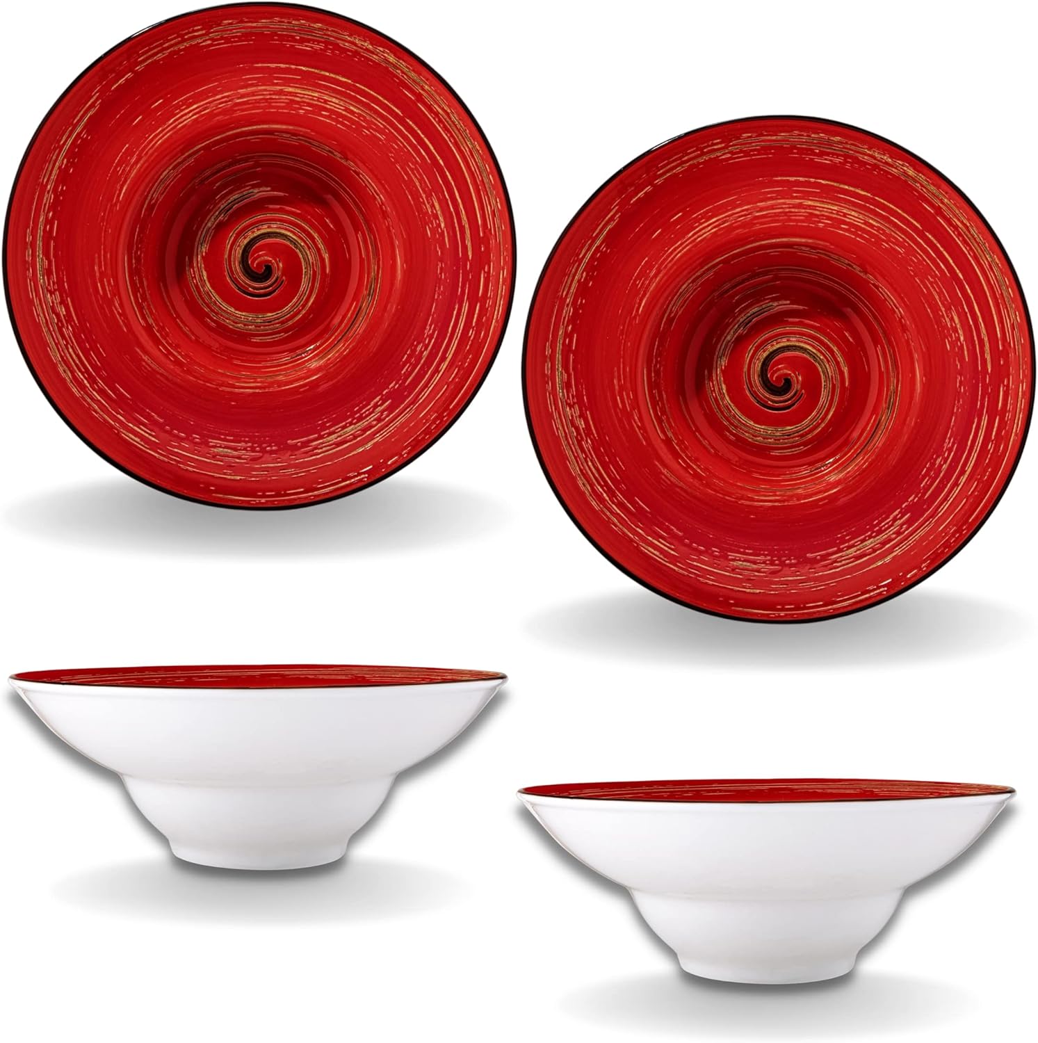 Wilmax Tiefer Teller 22.5 cm 1100 ml Rot Porzellan 2er Set WL-669223/A2
