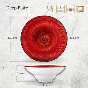 Wilmax Tiefer Teller 22,5 cm Rot Porzellan WL-669223/A