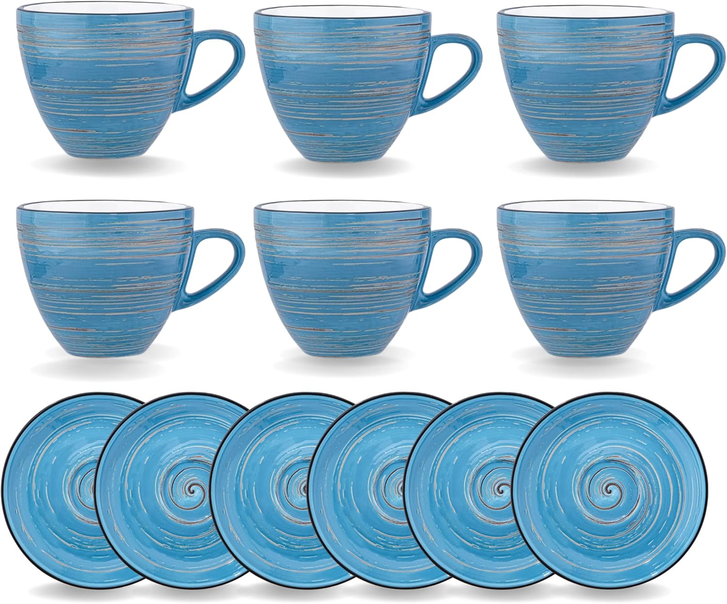Wilmax Tasse-Untertasse 190 ml Blau Porzellan 6er Set WL-669635/AB6