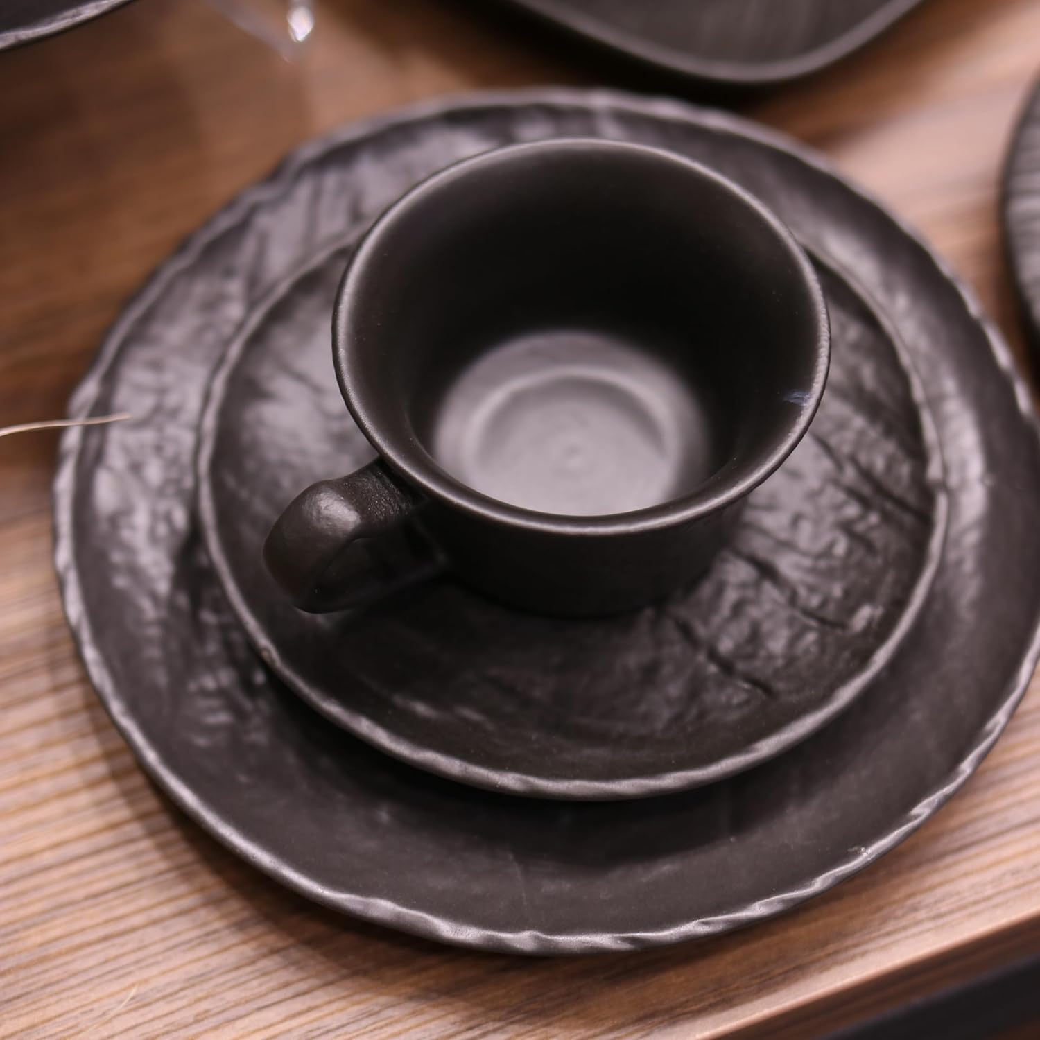 Wilmax Kaffeetassen Set mit Untertassen 180 ml 2er Schwarz WL-661151/AB2