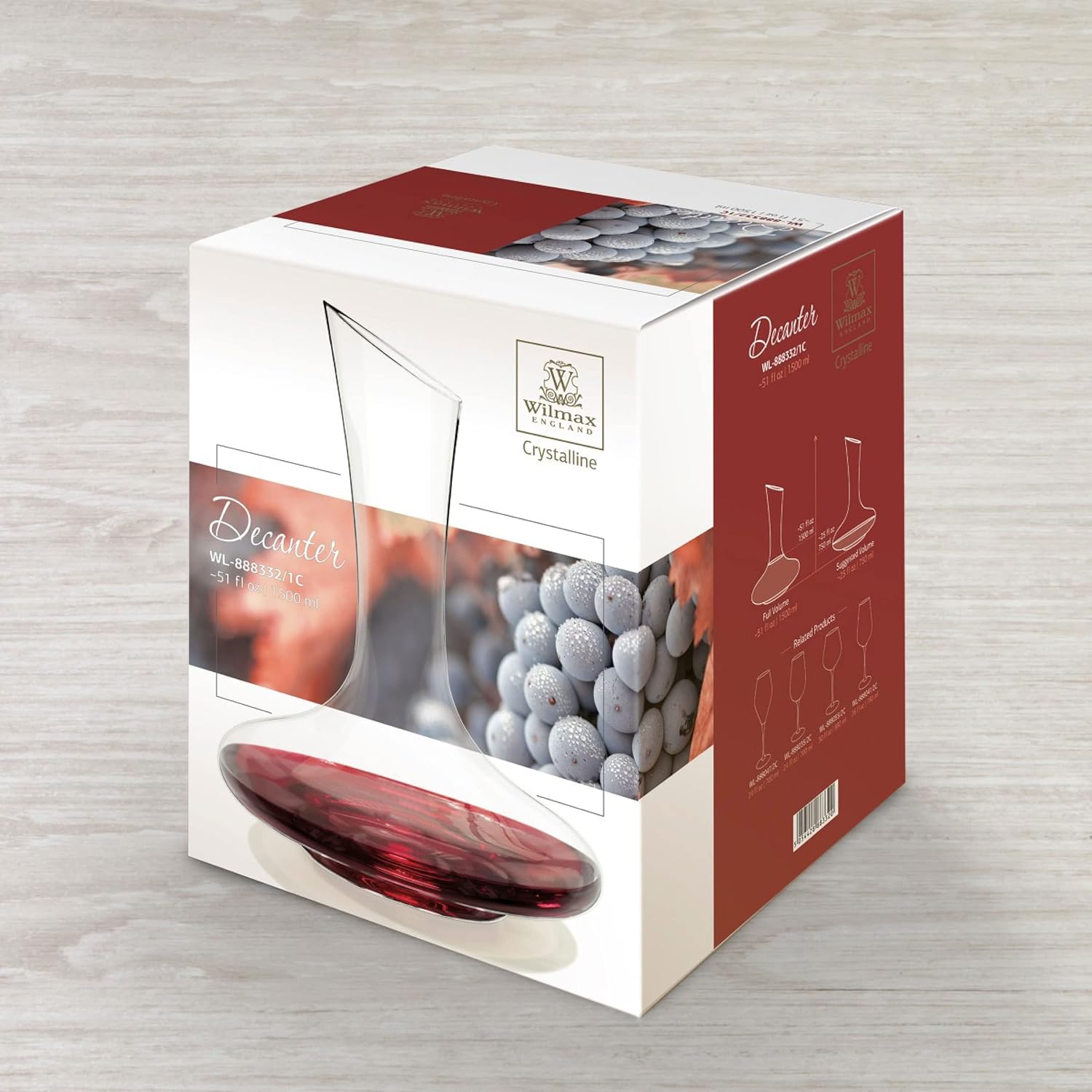 Wilmax Weinkaraffe 1500 ml mundgeblasen Kristallglas Transparent WL-888332/1C