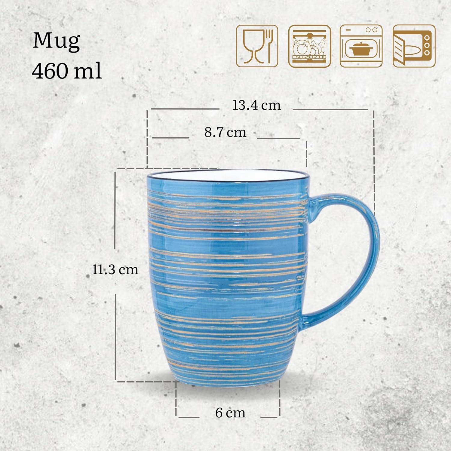 Wilmax Becher 460 ml Blau Porzellan 6er Set WL-669637/A6