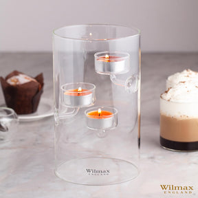 Wilmax Teelichthalter 20 cm Glas für 3 Teelichter WL-888906/A