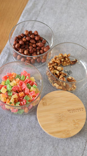 Wilmax 3-stufiges Vorratsglas, 12 x 20 cm, Thermo-Glas & Bambusdeckel