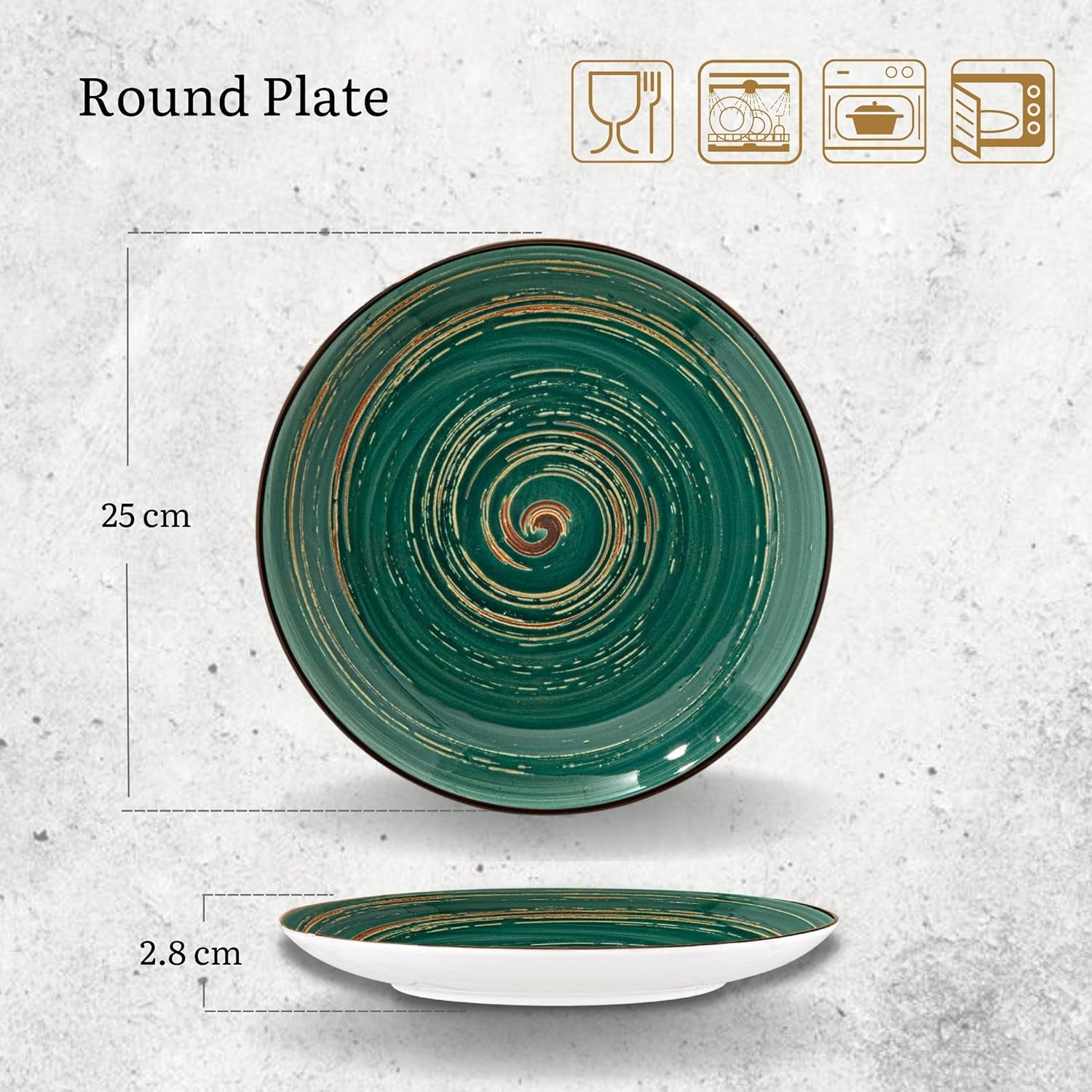 Wilmax Teller 25,5 cm Grün Porzellan 2er Set WL-669514/A2