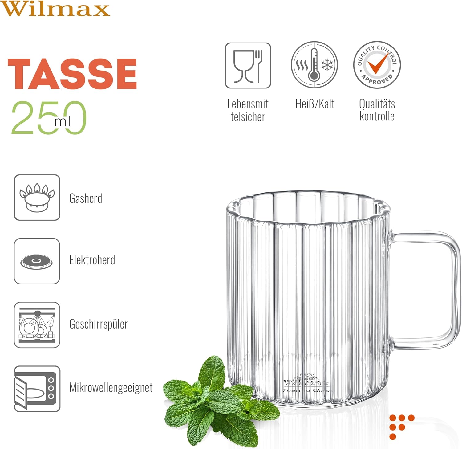 Wilmax Thermoglas Tasse 250 ml Transparent WL-888615/A