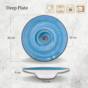 Wilmax Tiefer Teller 24 cm 200 ml Blau Porzellan WL-669625/A