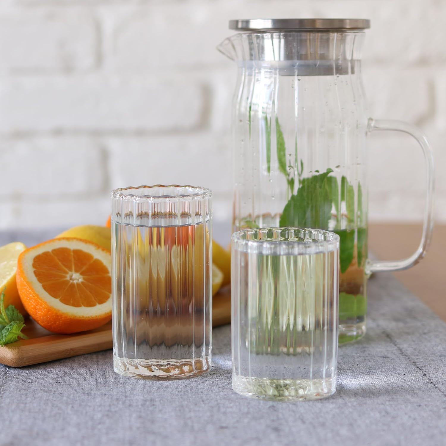 Wilmax Krug mit 6 Gläsern Glas Set WL-888219/A-888623/A6