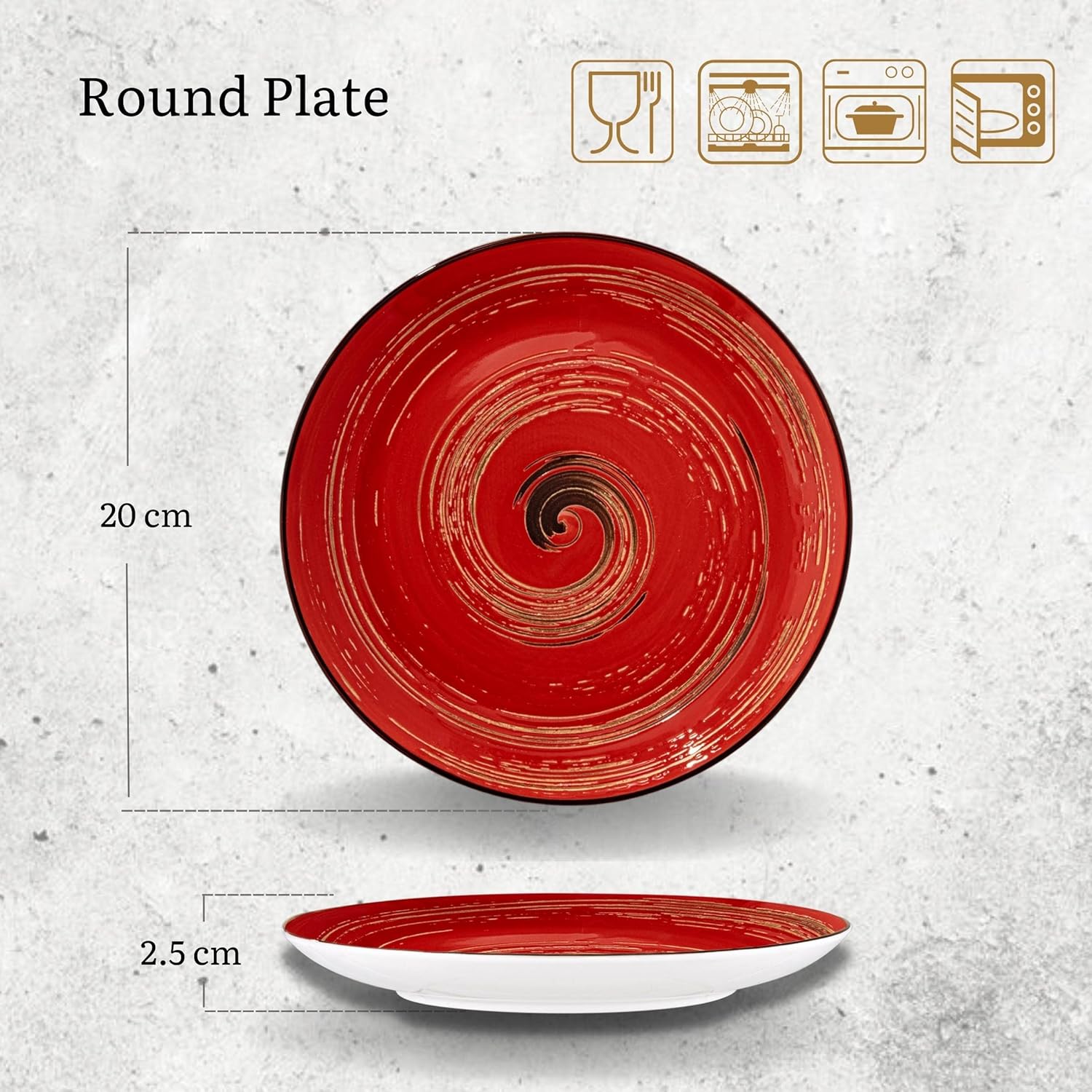 Wilmax Teller 20 cm Rot Porzellan 6er Set WL-669212/A6