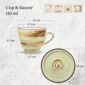 Wilmax Espressotasse mit Untertasse 110 ml Pistazie Porzellan 6er Set WL-669134/AB6