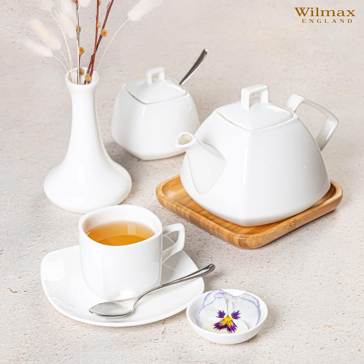 Wilmax Teetasse mit Untertasse 200 ml Weiß Porzellan