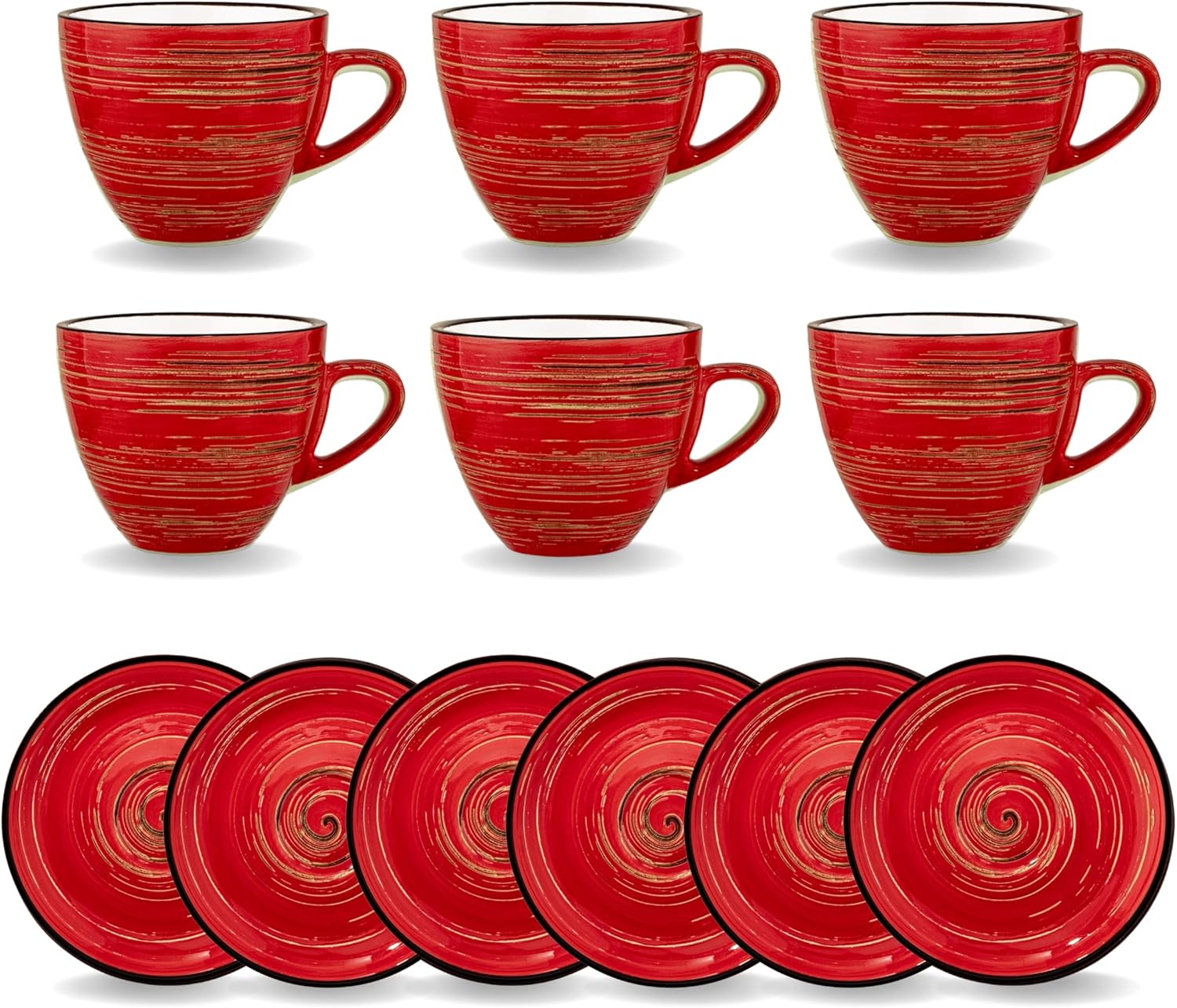 Wilmax Espressotasse mit Untertasse 110 ml Rot Porzellan 6er Set WL-669234/AB6
