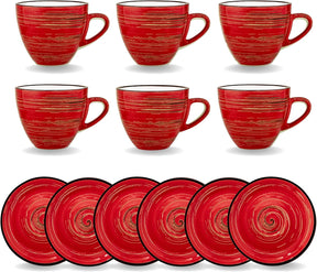 Wilmax Espressotasse mit Untertasse 110 ml Rot Porzellan 6er Set WL-669234/AB6