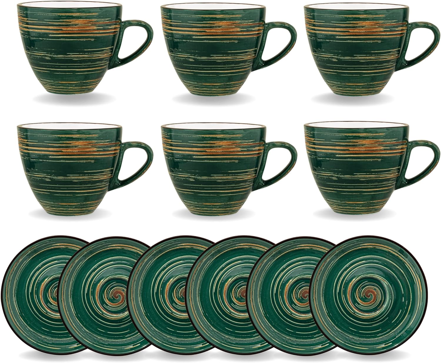 Wilmax Tasse-Untertasse 190 ml Grün Porzellan 6er Set WL-669535/AB6
