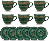 Wilmax Tasse-Untertasse 190 ml Grün Porzellan 6er Set WL-669535/AB6