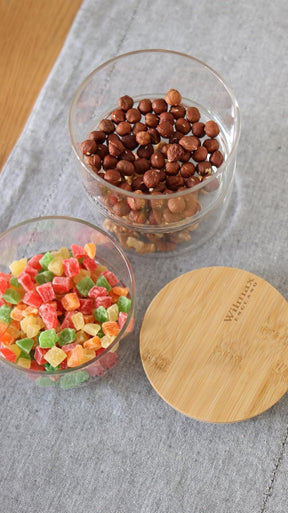 Wilmax 3-stufiges Vorratsglas, 12 x 20 cm, Thermo-Glas & Bambusdeckel