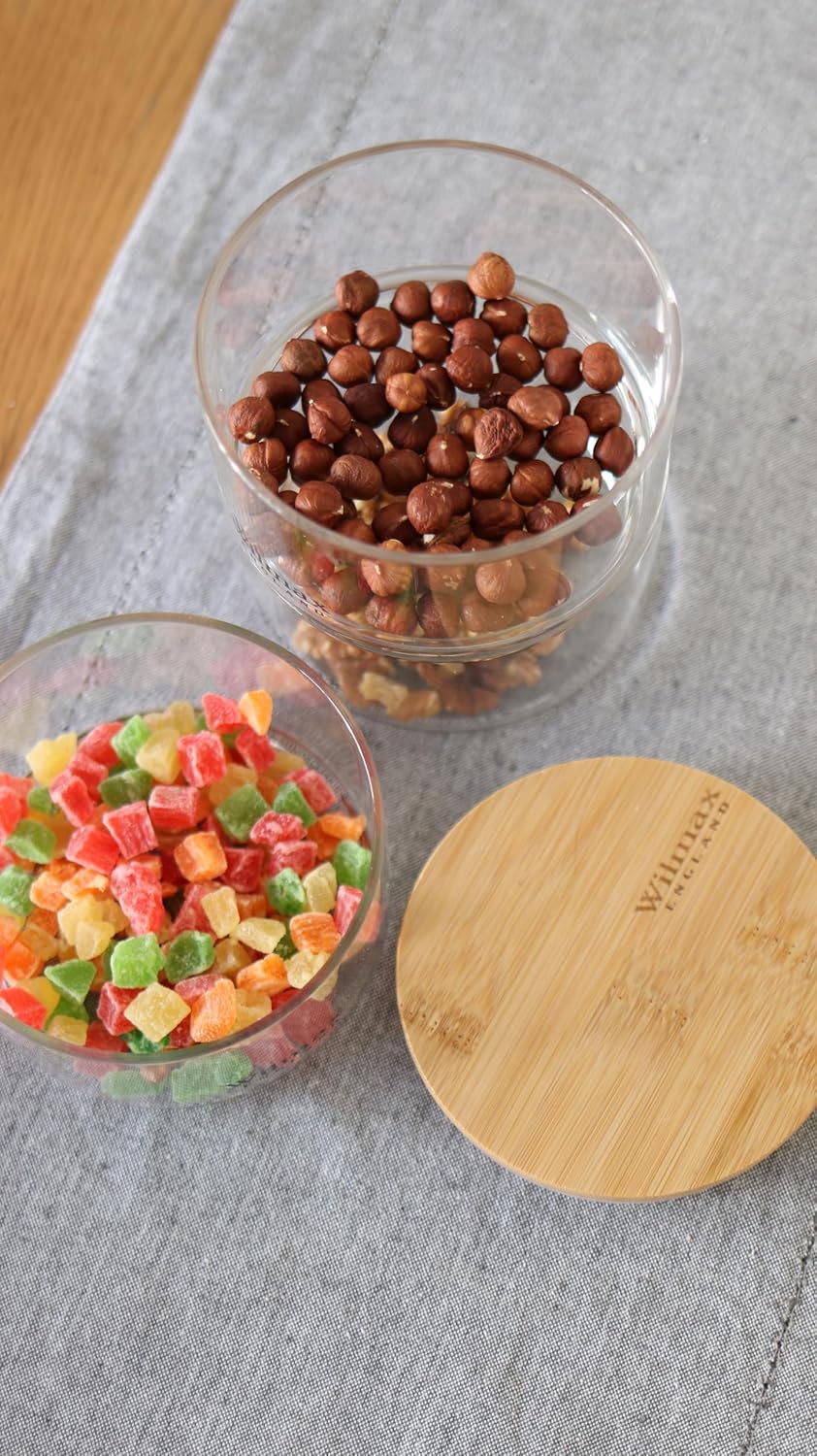 Wilmax 3-stufiges Vorratsglas, 12 x 20 cm, Thermo-Glas & Bambusdeckel