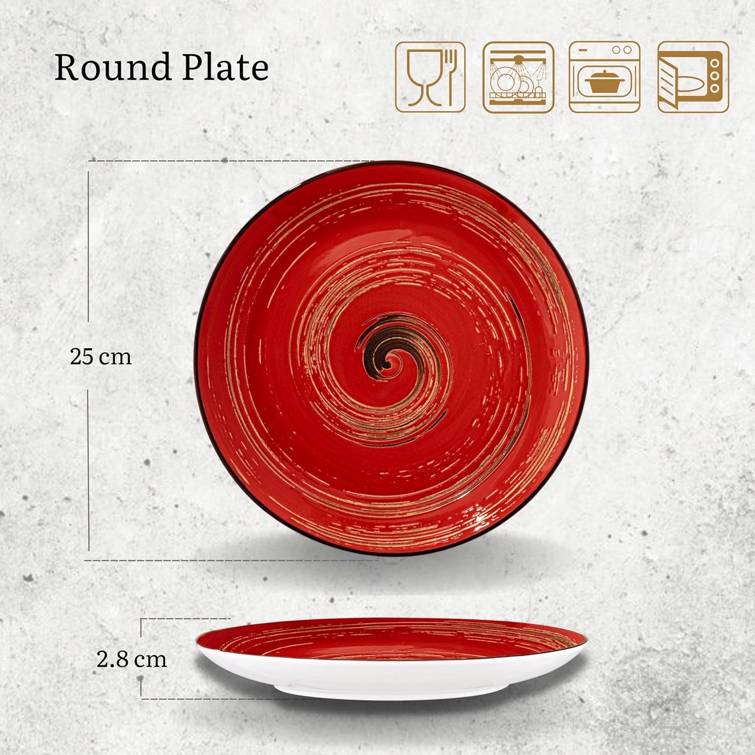 Wilmax Teller 25,5 cm Rot Porzellan WL-669214/A