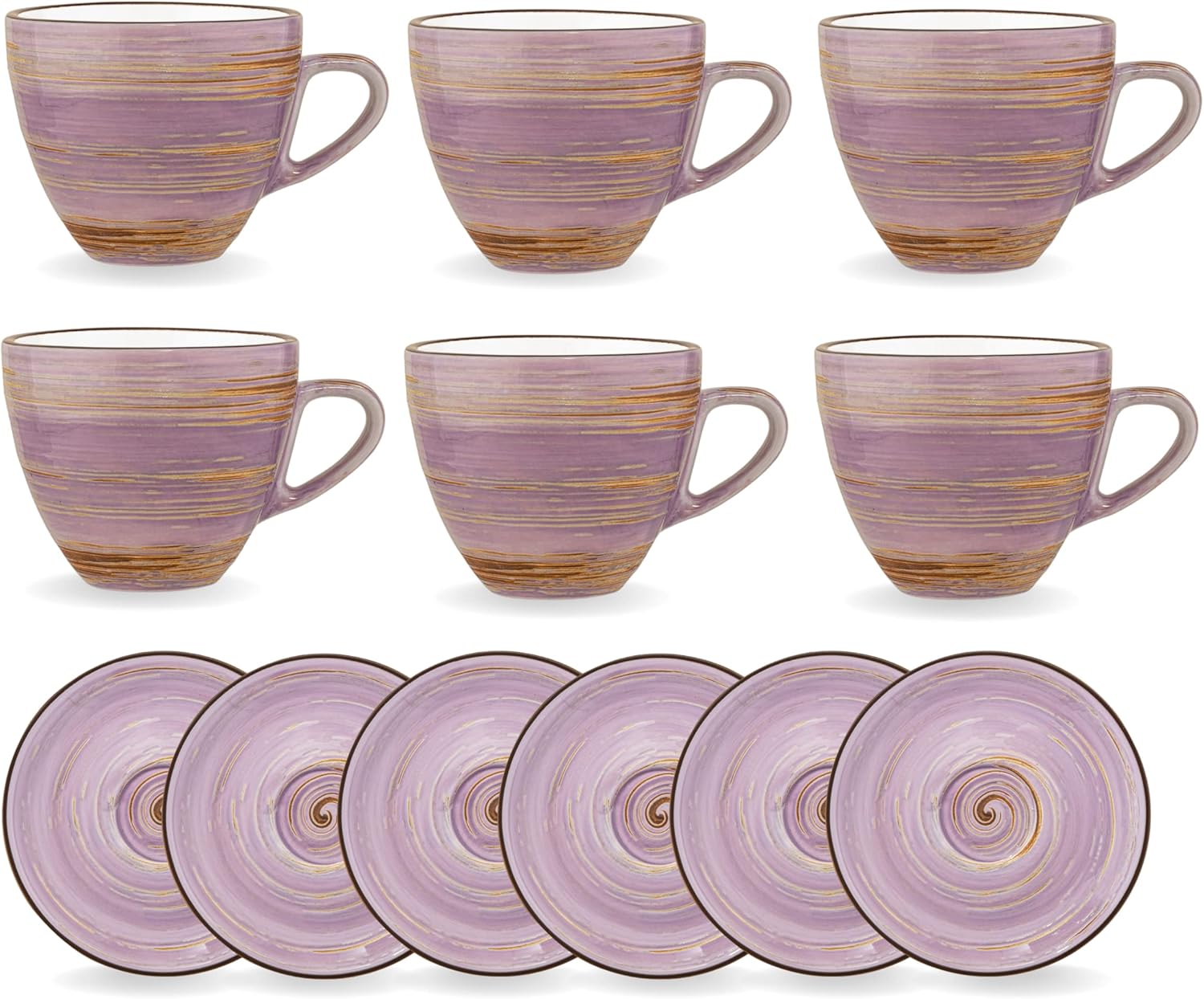 Wilmax Tasse-Untertasse 300 ml Lavendel Porzellan 6er Set WL-669736/AB6
