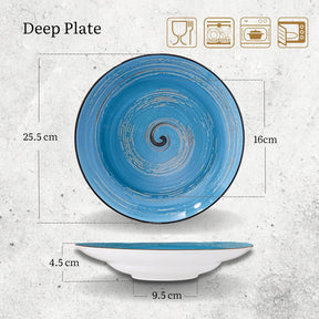 Wilmax Tiefer Teller 25,5 cm 350 ml Blau Porzellan 2er Set WL-669627/A2