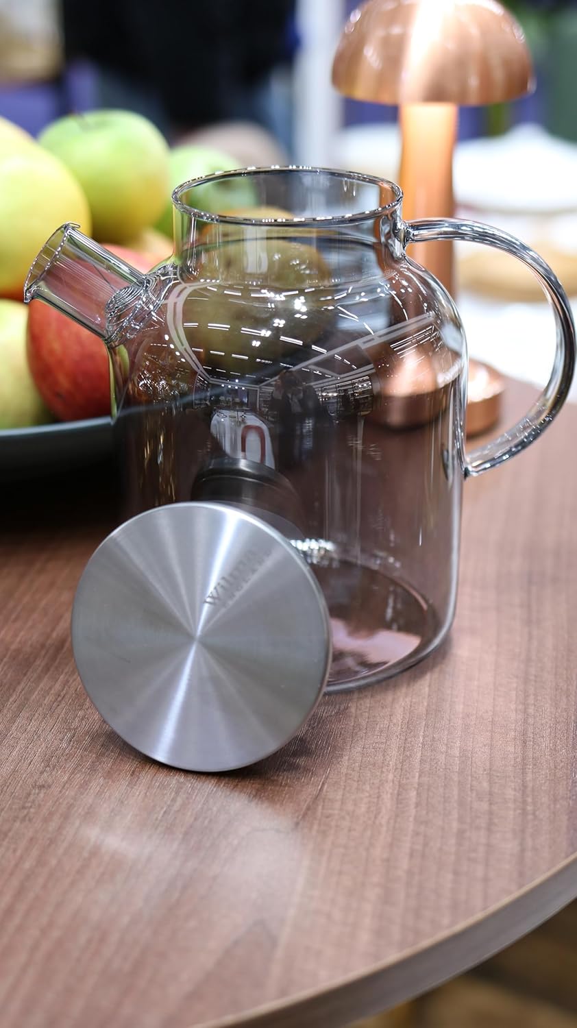 Wilmax Teekanne 1200 ml Glas mit Edelstahldeckel WL-888826002/A