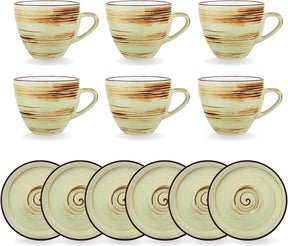 Wilmax Espressotasse mit Untertasse 75 ml Pistazie Porzellan 6er Set WL-669133/AB6