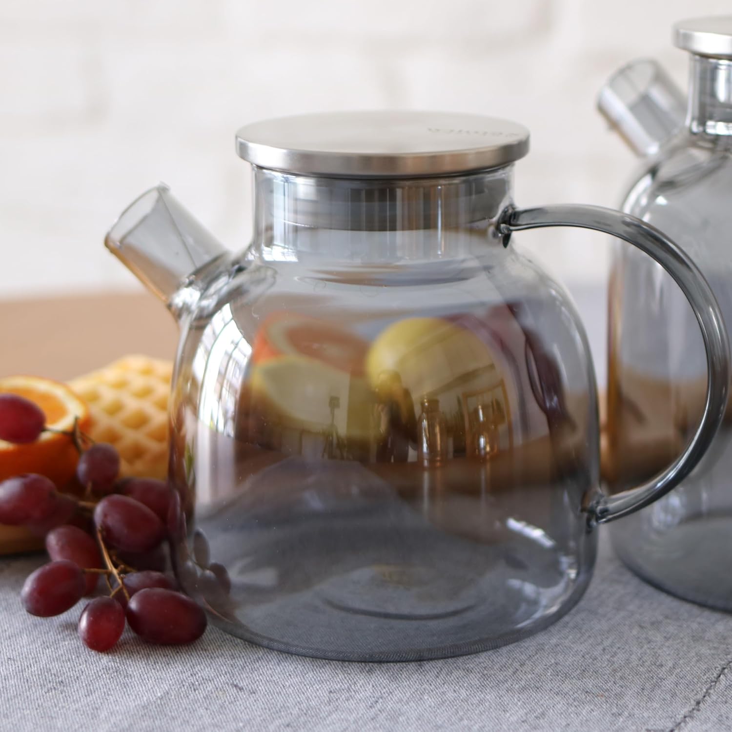Wilmax Teekanne 1200 ml Glas mit Edelstahldeckel WL-888826002/A