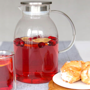 Wilmax Borosilikat Glas Krug mit Edelstahl-Deckel