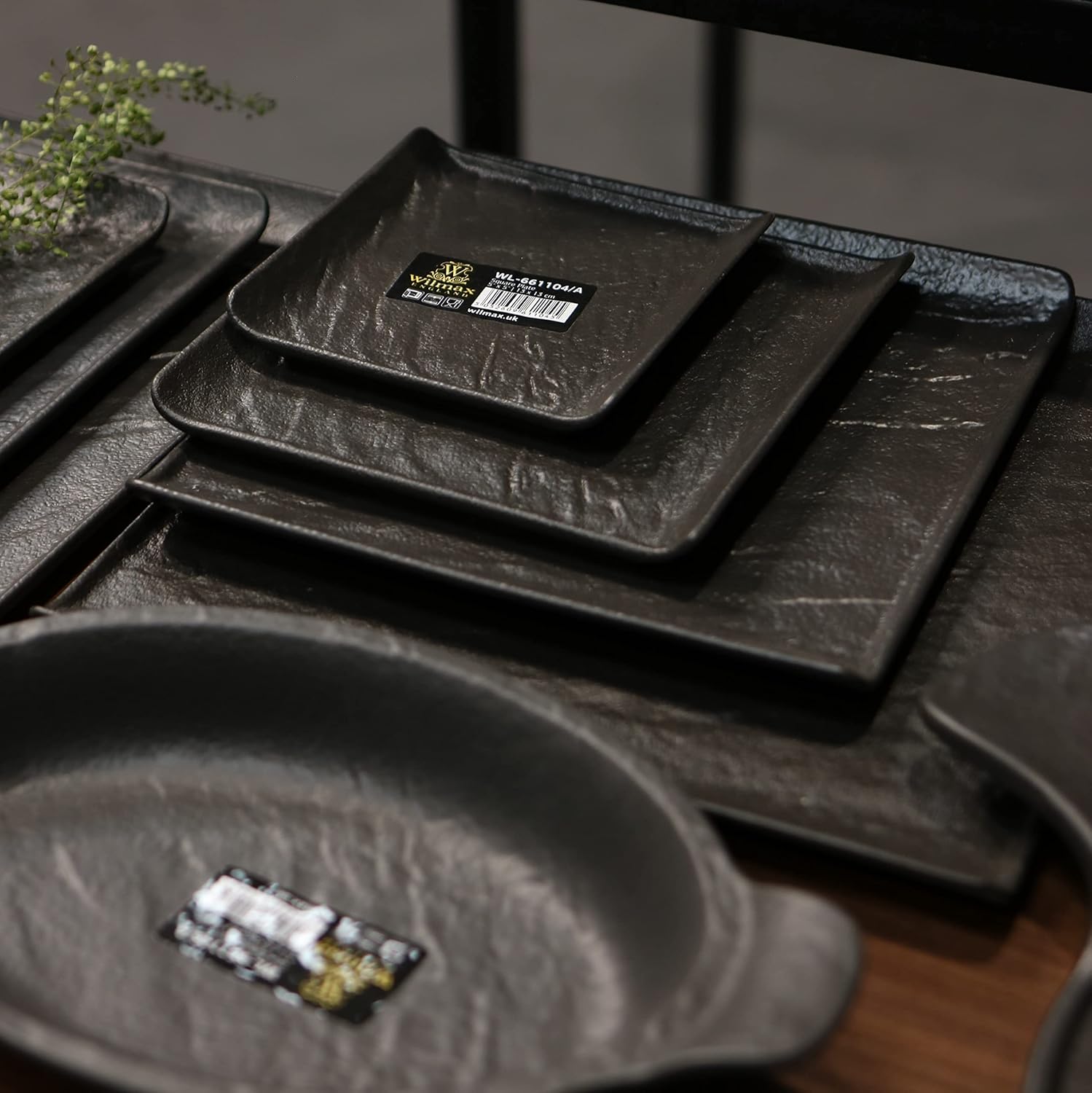 Wilmax Quadratischer Teller 17 x 17 cm 6er Set SlateStone Schwarz WL-661105/A6