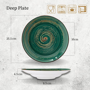 Wilmax Tiefer Teller 25,5 cm 350 ml Grün Porzellan 2er Set WL-669527/A2