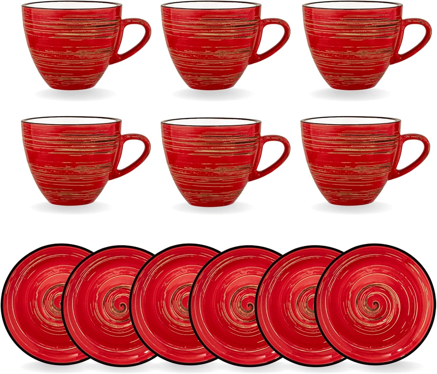 Wilmax Espressotasse mit Untertasse 75 ml Rot Porzellan 6er Set WL-669233/AB6