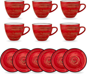 Wilmax Espressotasse mit Untertasse 75 ml Rot Porzellan 6er Set WL-669233/AB6