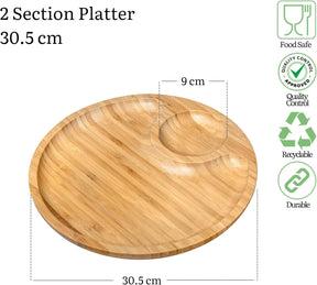 Wilmax Bambus Servierplatte 2 Fächer 30,5 cm Natur WL-771044/A