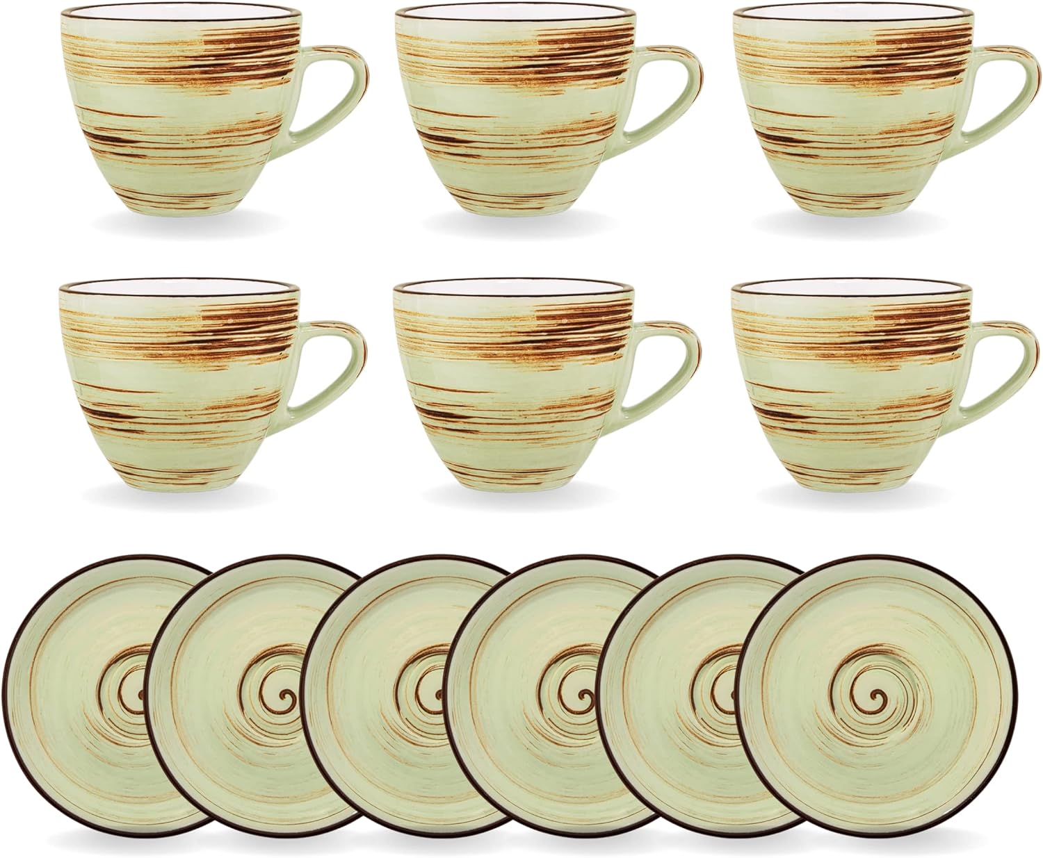 Wilmax Tasse mit Untertasse 190 ml Pistazie Porzellan 6er Set WL-669135/AB6