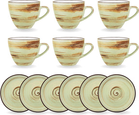 Wilmax Tasse mit Untertasse 190 ml Pistazie Porzellan 6er Set WL-669135/AB6
