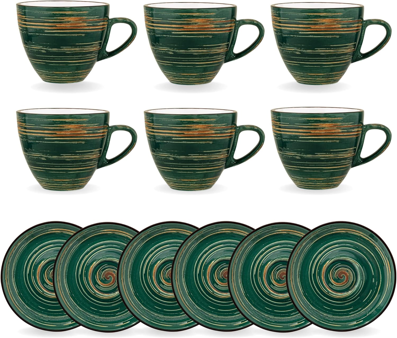 Wilmax Espressotasse-Untertasse 75 ml Grün Porzellan 6er Set WL-669533/AB6