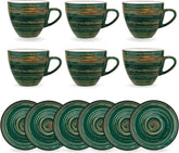 Wilmax Espressotasse-Untertasse 75 ml Grün Porzellan 6er Set WL-669533/AB6