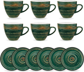 Wilmax Espressotasse-Untertasse 75 ml Grün Porzellan 6er Set WL-669533/AB6