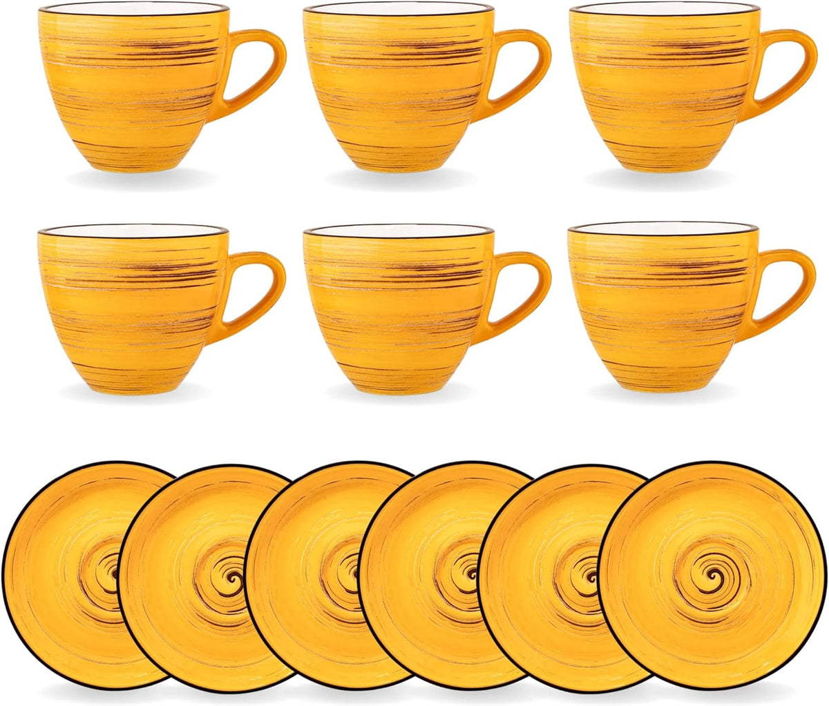 Wilmax Espressotasse-Untertasse 75 ml Gelb Porzellan 6er Set WL-669433/AB6