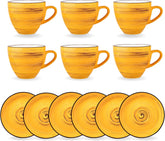 Wilmax Espressotasse-Untertasse 75 ml Gelb Porzellan 6er Set WL-669433/AB6