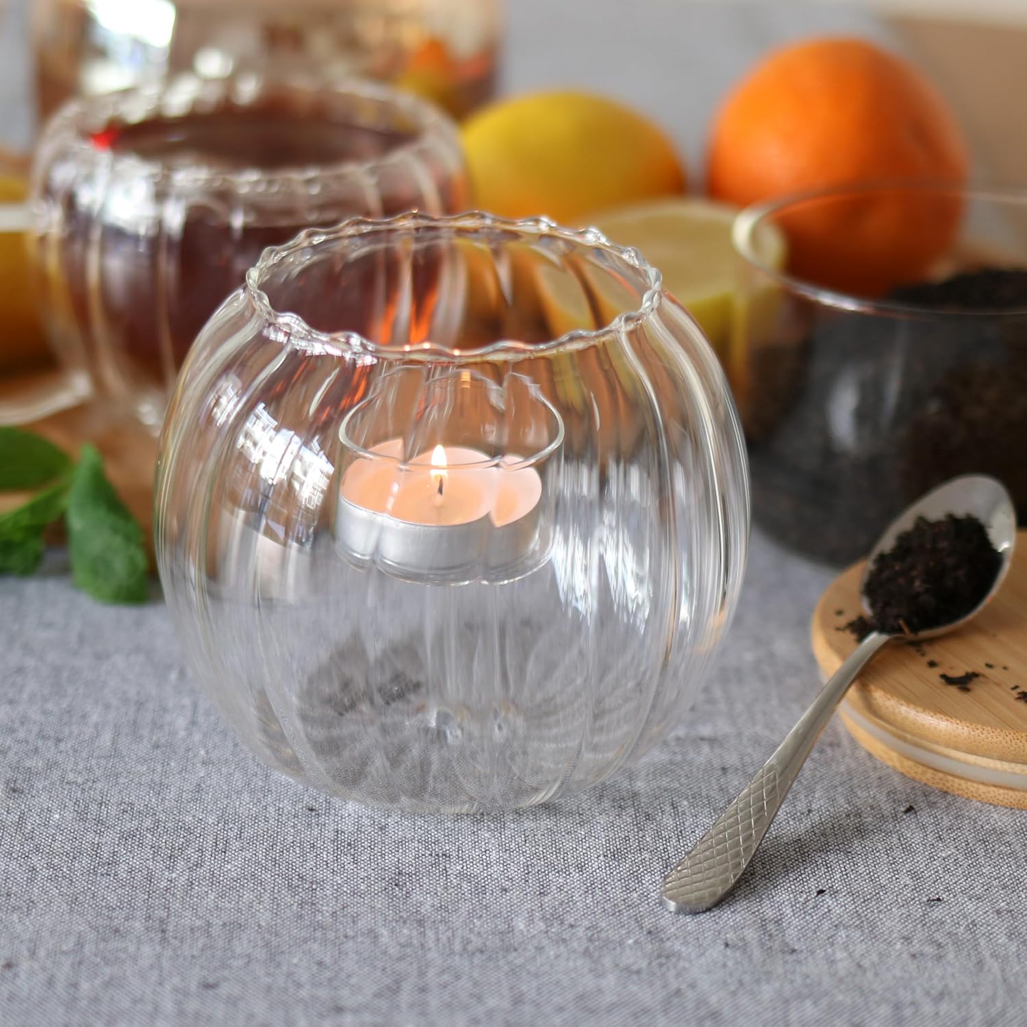 Wilmax Teelichthalter aus Thermoglas 12 x 10 cm