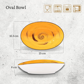Wilmax Ovale Schale 25 cm Gelb Porzellan 2er Set WL-669440/A2