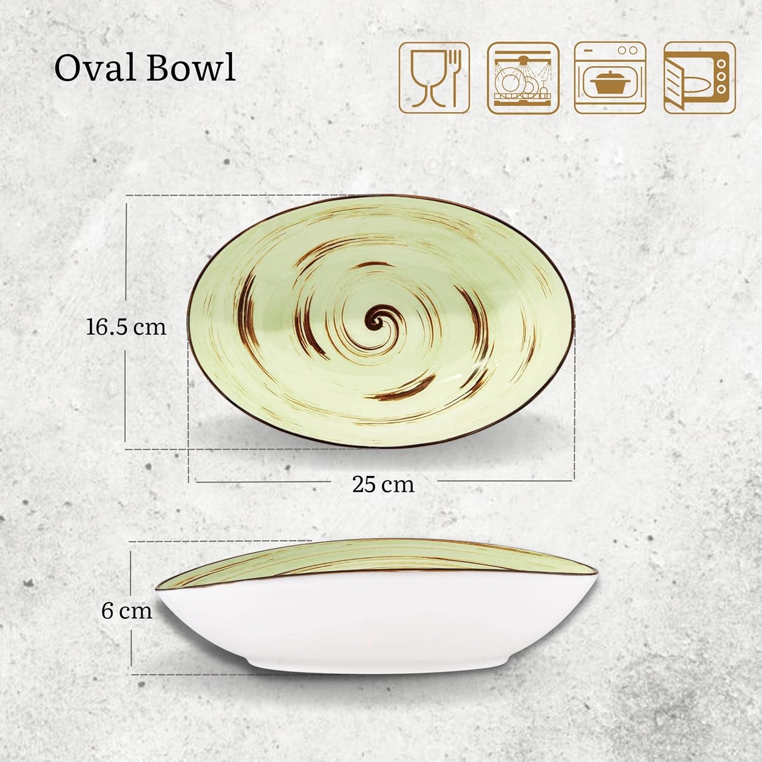 Wilmax Schale oval 25 cm Pistazie Porzellan WL-669140/A