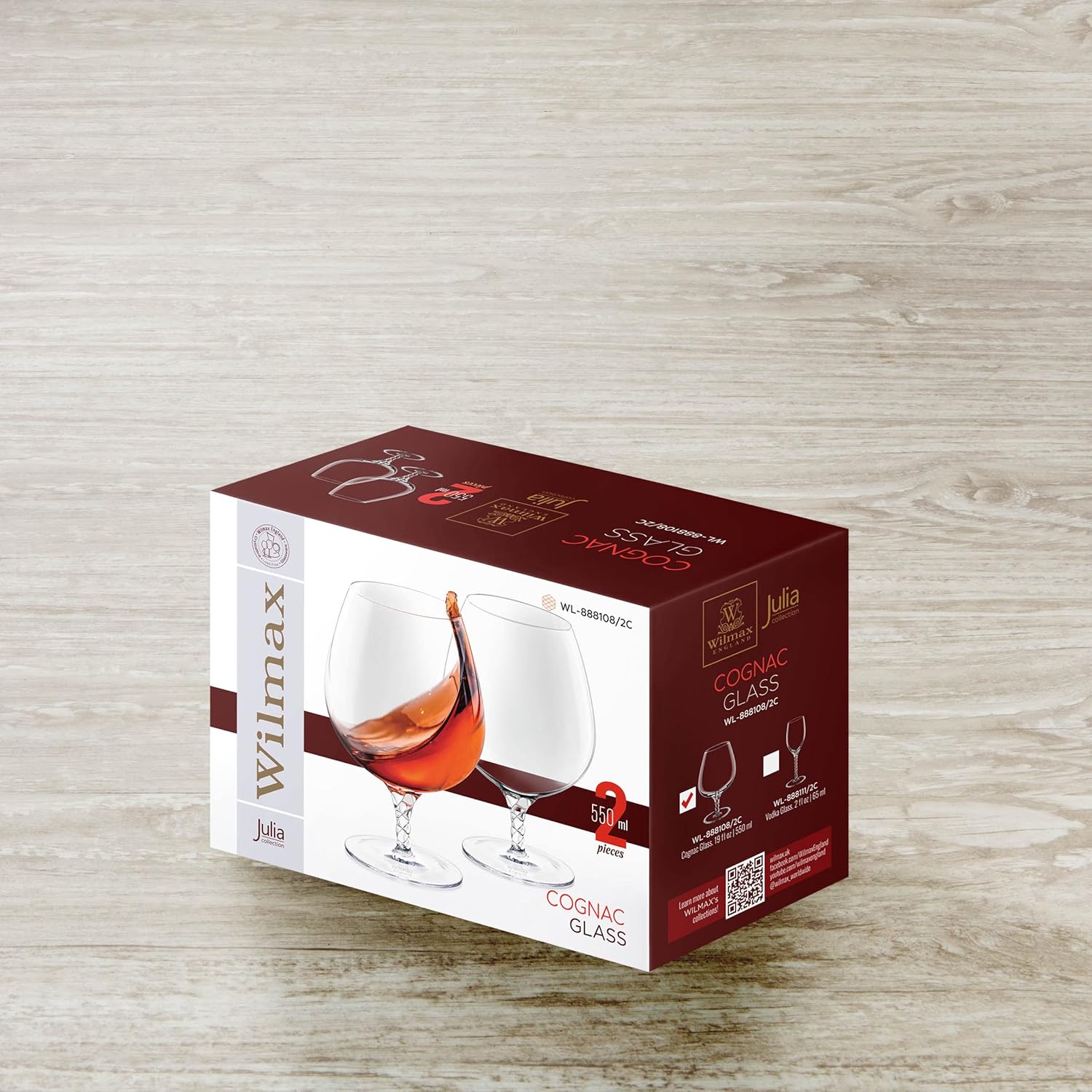 Wilmax Cognacglas 550 ml Kristallglas Transparent 2er Set WL-888108/2C