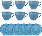 Wilmax Espressotasse-Untertasse 75 ml Blau Porzellan 6er Set WL-669633/AB6