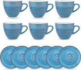 Wilmax Espressotasse-Untertasse 75 ml Blau Porzellan 6er Set WL-669633/AB6