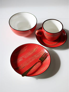 Wilmax Untertasse 15 cm Rot Porzellan